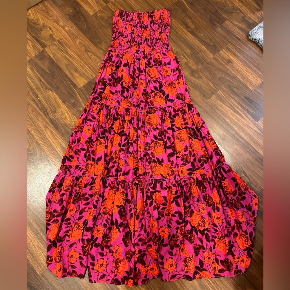 Anthropologie Abel The Label Floral Smocked Purple Maxi Dress Spring